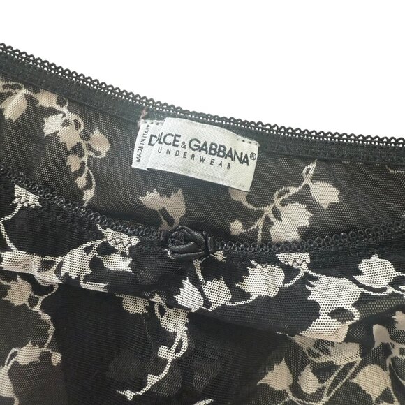 Dolce Gabbana VTG Vintage Black White Bla Thong Set floral unlined Medium Size 3 - Picture 5 of 16
